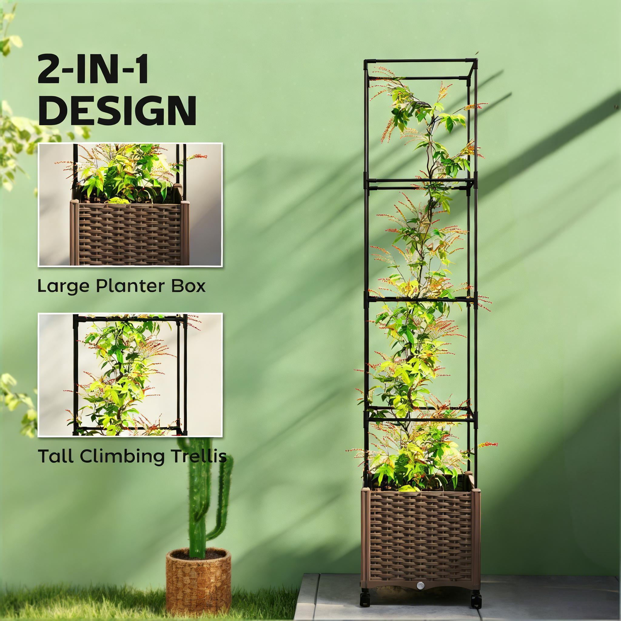 Plant Cage Raised Garden Bed Mobile Trellis Plant Bed