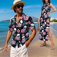 thumbnail image 2 of Yuyamidu Couple Matching Outfits Skull Shirts for Men Floral Maxi Dresses for Women Sleeveless Long Split Round Neck Dress with Pockets Mens Short Sleeve Dress Shirts Wrinkle Free Shirt Men's S, 2 of 7
