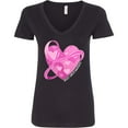 thumbnail image 3 of Inktastic Breast Cancer Awareness Pink Ribbon Around Heart Women's V-Neck T-Shirt, 3 of 5