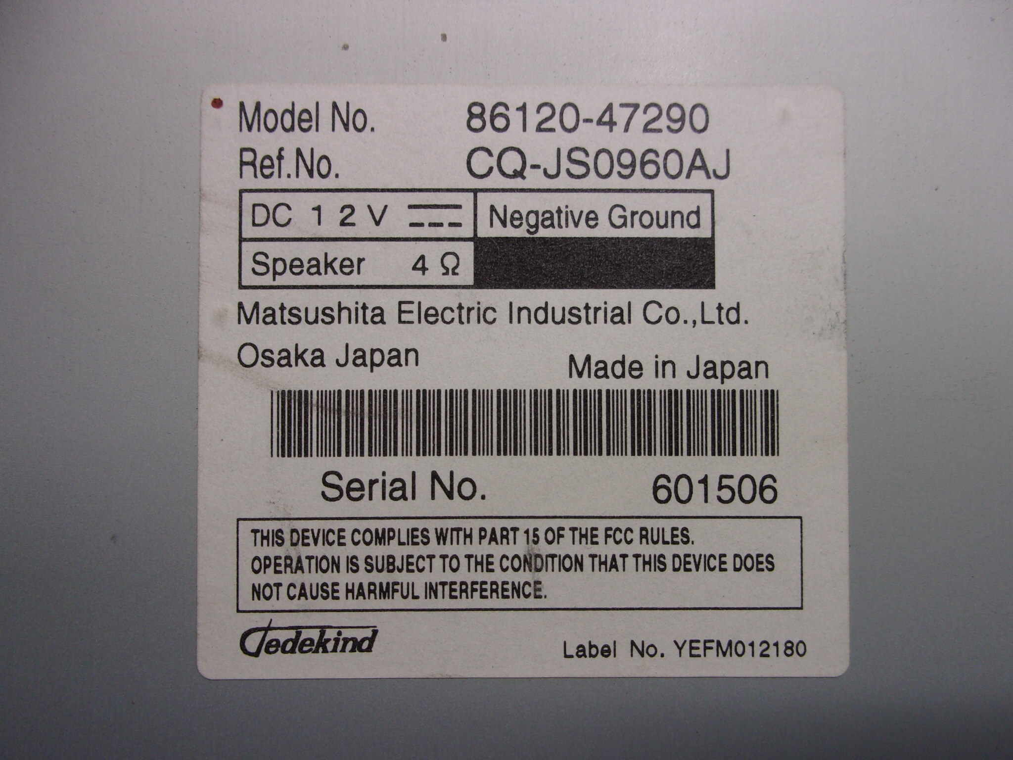 Pre-Owned 2010-2011 Toyota Prius Satellite Radio Receiver CD Player ID86120-47290 OEM - Verify Specific Vehicle Fitment In Description - (Good)