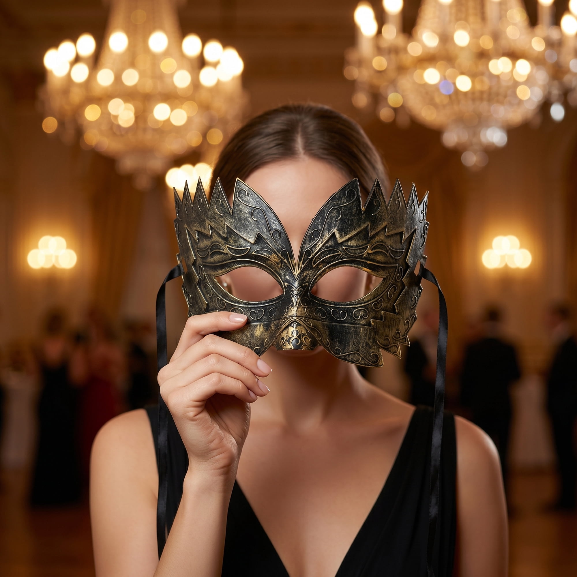 Unique Bargains 2-Pack Masquerade Venetian Half Face Mask for Halloween Gold 7.5" x 3.9"