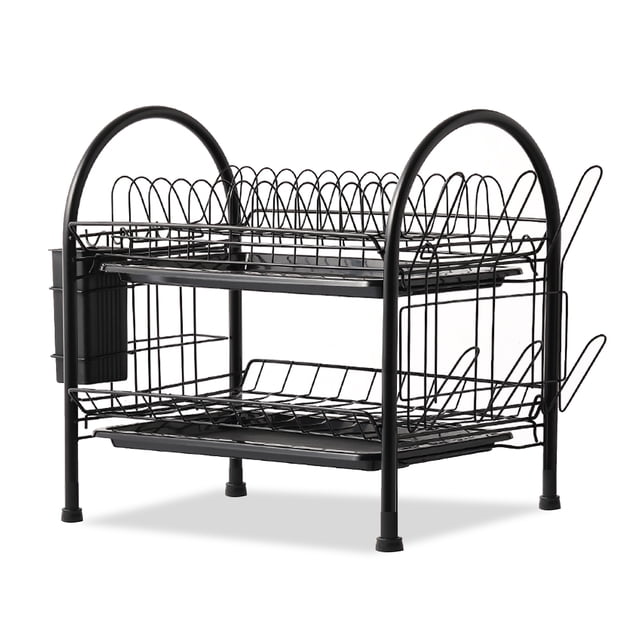 Estante para secar platos Estante para platos de acero de 2 niveles con escurridor extraíble Estante Abanopi Black/2 Tier/Tipo 2