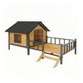 thumbnail image 2 of Outdoor Dog House,Large Wooden Dog Kennel with Porch,All-Around Iron Frame House Style for Cat Dog, 2 of 6