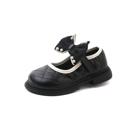 

Gomelly Girls Dress Shoes Comfort Mary Jane Magic Tape Flats Casual Princess Shoe Kids Girl Black 1Y