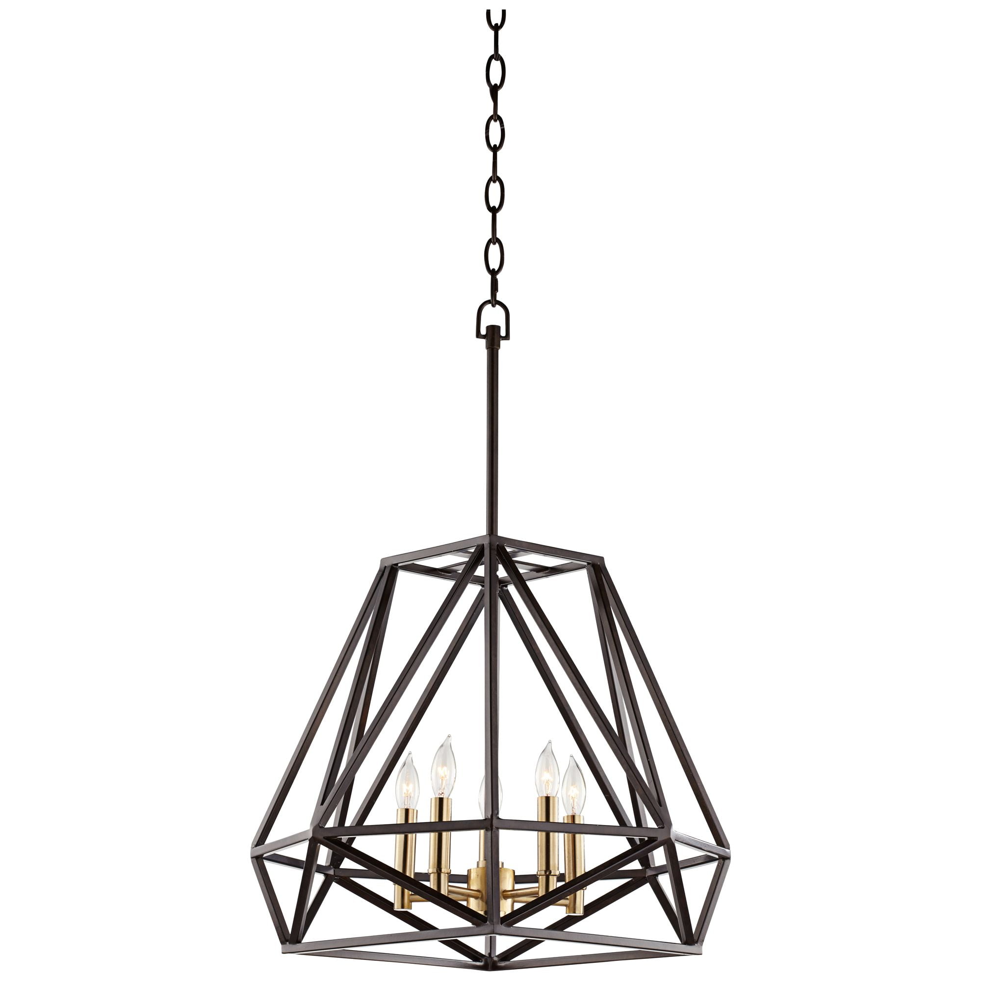 Franklin Iron Works Hawking Bronze Pendant Chandelier 20" Wide Modern Geometric Cage 5-Light Fixture for Dining Room House Kitchen Island Bedroom Home