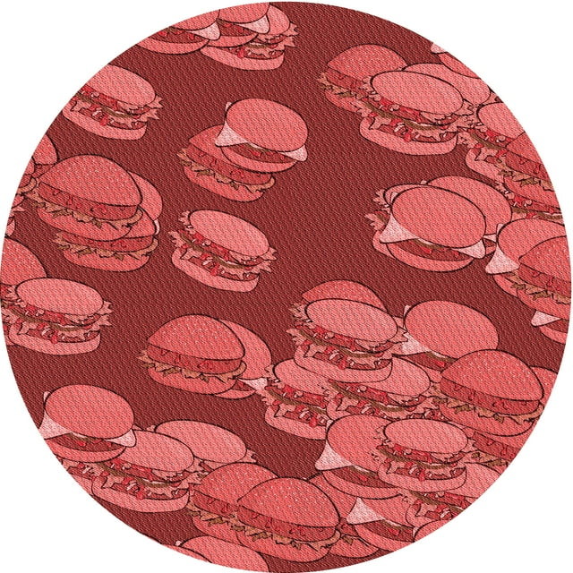 Ahgly Company Tapis d'Intérieur Lavables en Machine, Ronds, Rouges de Transition, Ronds de 8'