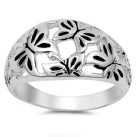 Antique Butterfly Ring - Antiqued Butterfly Friendship Cute Ring ( Sizes 6 7 8 9 10 ) New .925 Sterling Silver Band Rings by Sac Silver (Size 6)