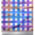 thumbnail image 1 of Soimoi Blue Satin Silk Fabric Plaid Check Print Fabric by Yard 42 Inch Wide, 1 of 1