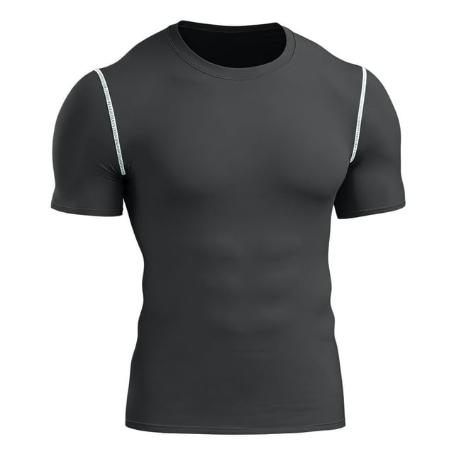 WRKEKC Workout Shirts for Men Solid Color Short Sleeve Round Neck Athletic T Shirt Gym Base Layer Top Comfortable Performance Fabric