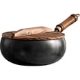 thumbnail image 1 of BINGLI Carbon Steel Wok Pan, 9.5" Woks & Stir-Fry Pans with Wooden Lid Cookwares, Nonstick Wok Flat Bottom Small Handmade Chinese Wok for for All Stoves Black, 1 of 8