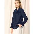 thumbnail image 4 of INSPIRE CHIC Blusa Camisa Tops Con Botones Manga Larga Pu?o Elástico Detalle De Volantes Para Mujeres Azul Marino L, 4 of 6