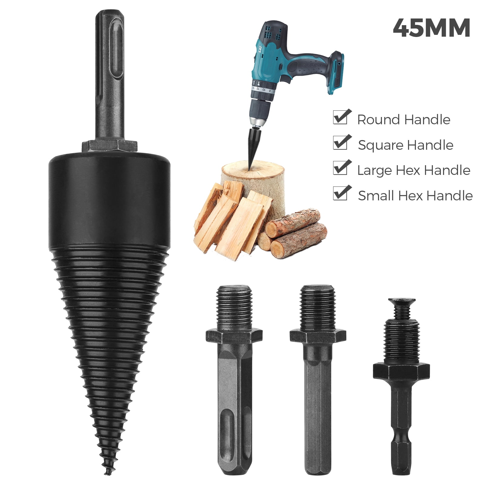 HSS Step Cone Drill Bit Triangle Shank Spiral Grooved Hole Cutter Tool 10-45mm 