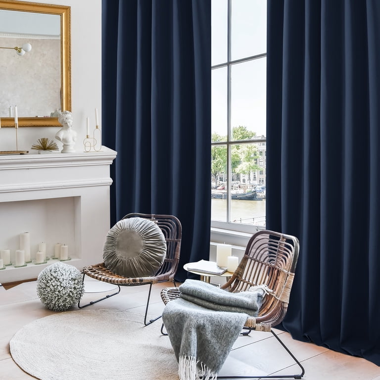Deconovo Blackout Curtains 52x84 Navy Blue 2-Panel Set photo 4