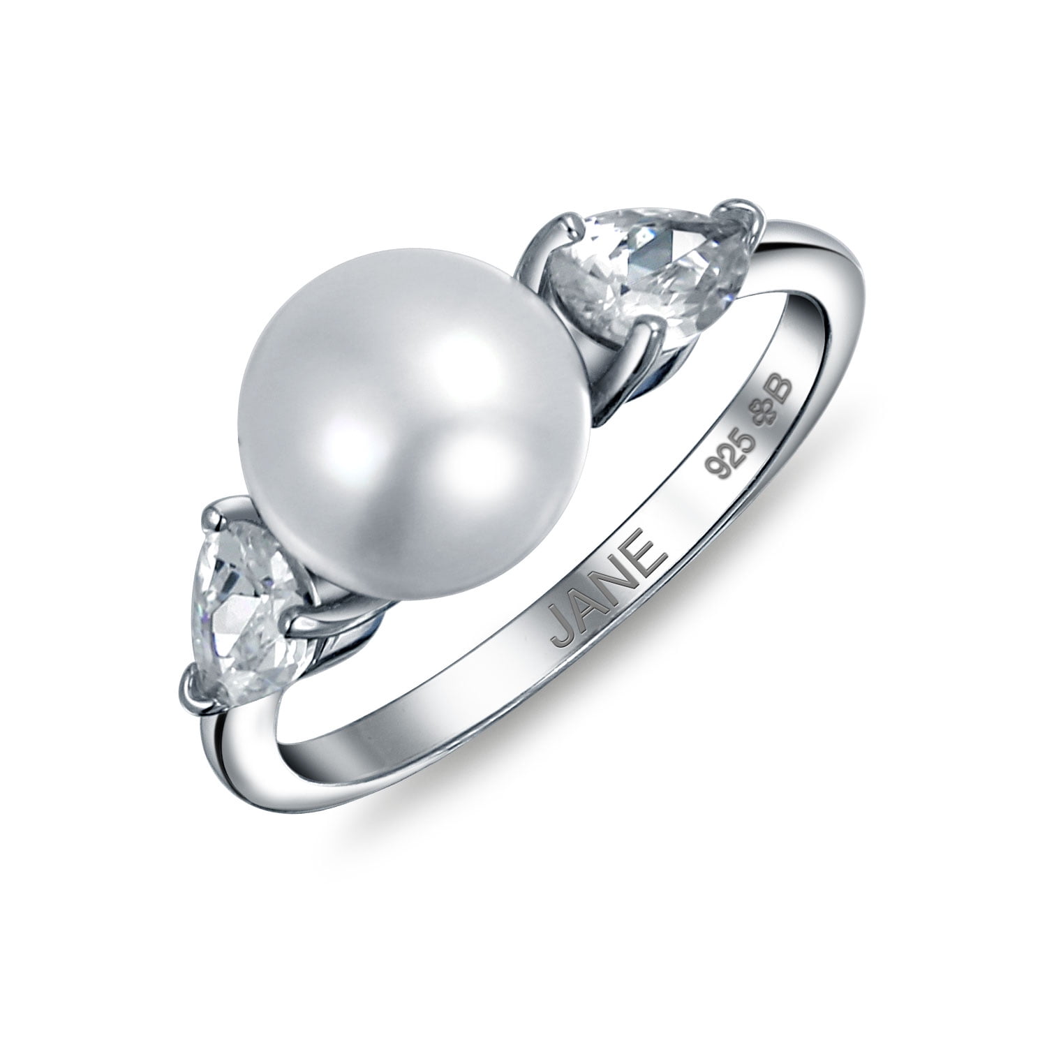 salmoph cadia 100/% 925 Sterling Silver Rings Women Fresh Water Pearl Ring Cubic Zirconia Jewelry Gold Color,5,White,Gold