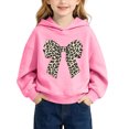 thumbnail image 3 of Girls' Leopard Bow Graphic Pullover Hooded Sweatshirt, Long Sleeve Relaxed‑Fit Kids Hoodie, Casual Printed Tops for Daily Play and Cool‑Weather Outdoor Activities Pink 2-3T, 3 of 7