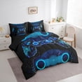 thumbnail image 3 of Castle Fairy Boys Blue Gamepads Twin Bedding Sets,Stripes Geometric Bedding Comforter Set, 3 of 8