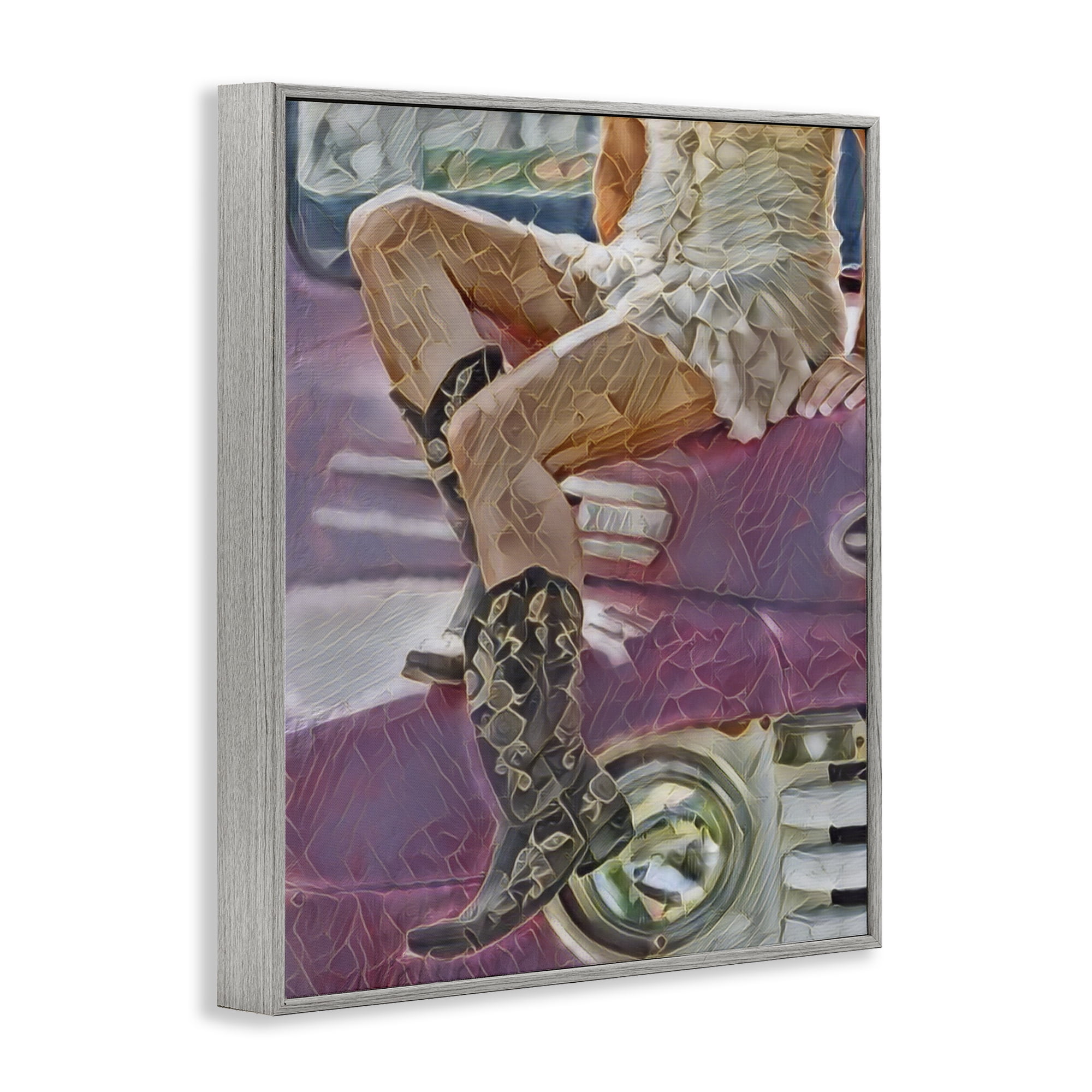 Romantic Westerns Cowgirl Gray Framed Giclee Art, design by Jesse Keith