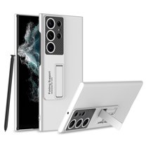 SaniMore for Samsung Galaxy S23 Ultra Camera Protection Case, Rugged PC Magnetic Cover Support Wireless Charging & Folding Kickstand Ultra-Thin Upgraded Military Shockproof Protective Shell, Silver