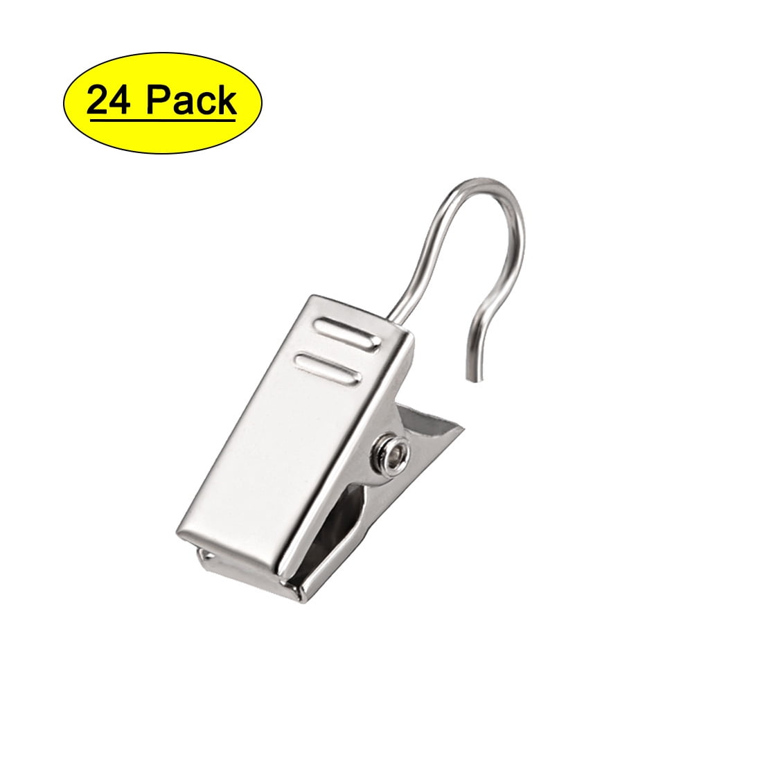Curtain Clips with Hooks Metal 18mm Clip Length Silver Tone 24pcs
