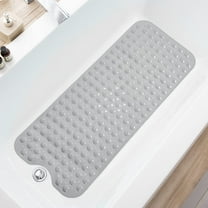 Bathtub Mats for Shower Tub Extra Long Non-Slip Bath Mat, Shower Mat with Drain Holes and Suction Cups, Bath Tub Mat for Bathroom with Machine Washable (Grey)