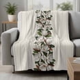thumbnail image 2 of Botanical Flowers Blanket Soft Cozy Warm Throw Blanket for Couch, Plush Fuzzy Flannel Fleece Blankets for Sofa, Farmhouse Floral Beige Wooden Grain Bed Blankets Lightweight Gifts for Women, 32"x48", 2 of 9