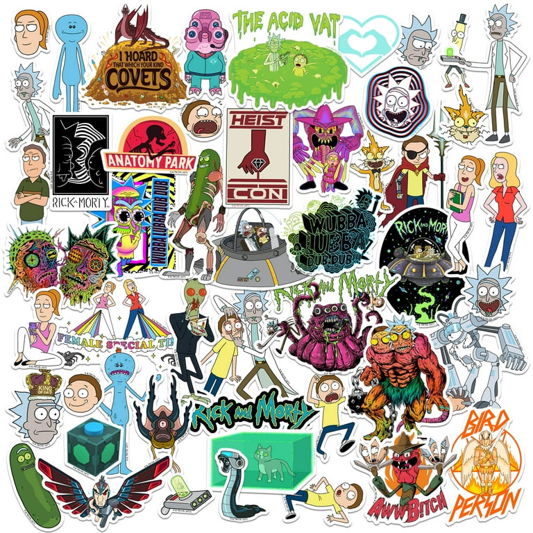Rick and Morty Sticker Pack Die Cut Vinyl Large Deluxe Stickers Variety Pack - Laptop, Water Bottle, Scrapbooking, Tablet, Skateboard, Indoor/Outdoor