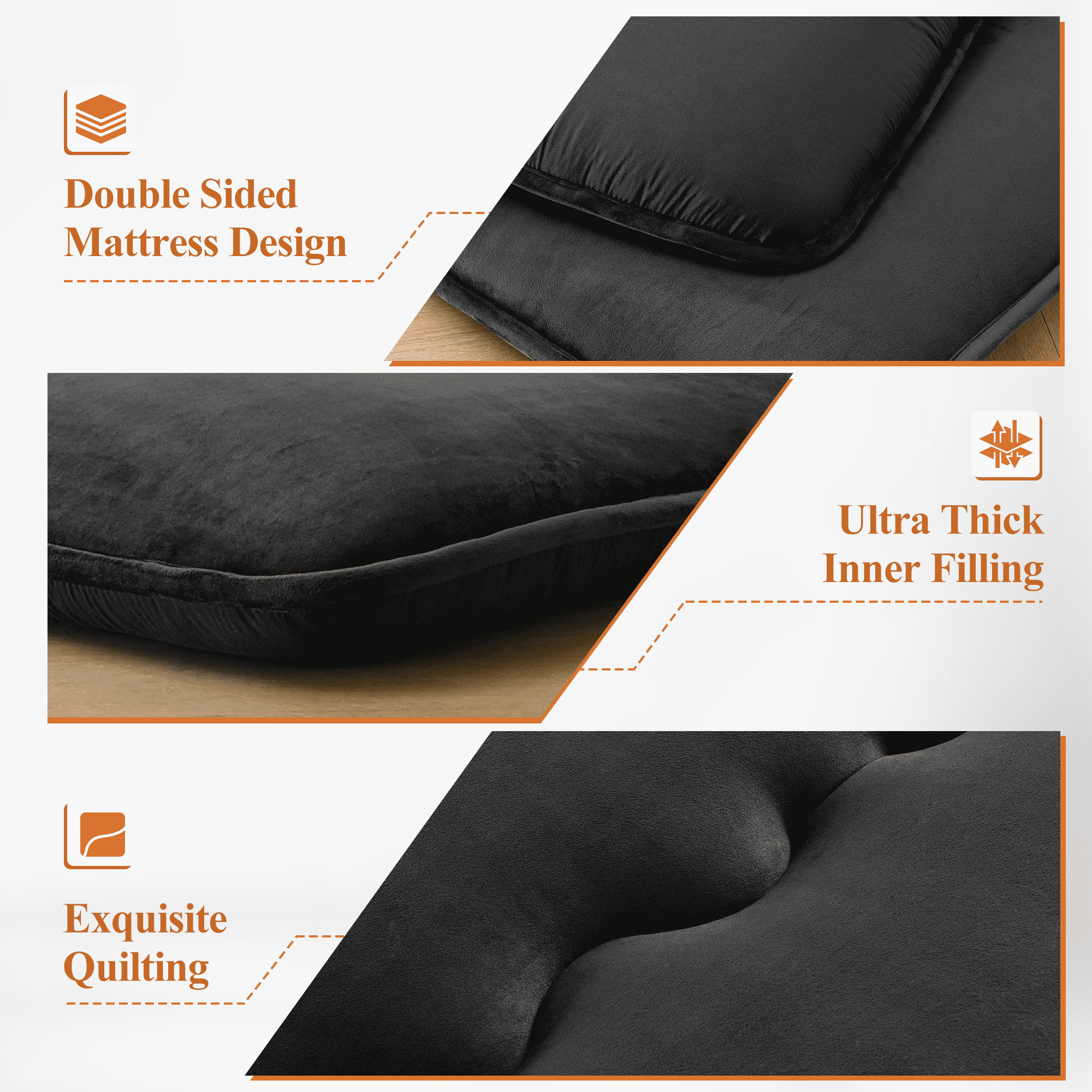 Japanese Floor Mattress Futon Mattress Sleeping Mat Black Camping Mattress Queen