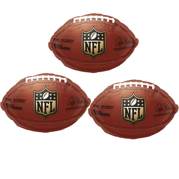 Official NFL Logo Wilson Mylar Football 21" Jr Shape Foil Balloon, Brown, 3 Pack