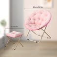 thumbnail image 3 of TOPCHANCES 31" Folding Saucer Chair, Collapsible Lounge Moon Chair with Ottoman, Pink, 3 of 9