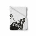 thumbnail image 2 of Shark Soft Flannel Fleece Blanket, Digital Sketch of Wild Fish with Open Mouth Power King of the Ocean Illustration, Cozy Plush for Indoor and Outdoor Use, 50" x 60", Dark Grey White, by Ambesonne, 2 of 6