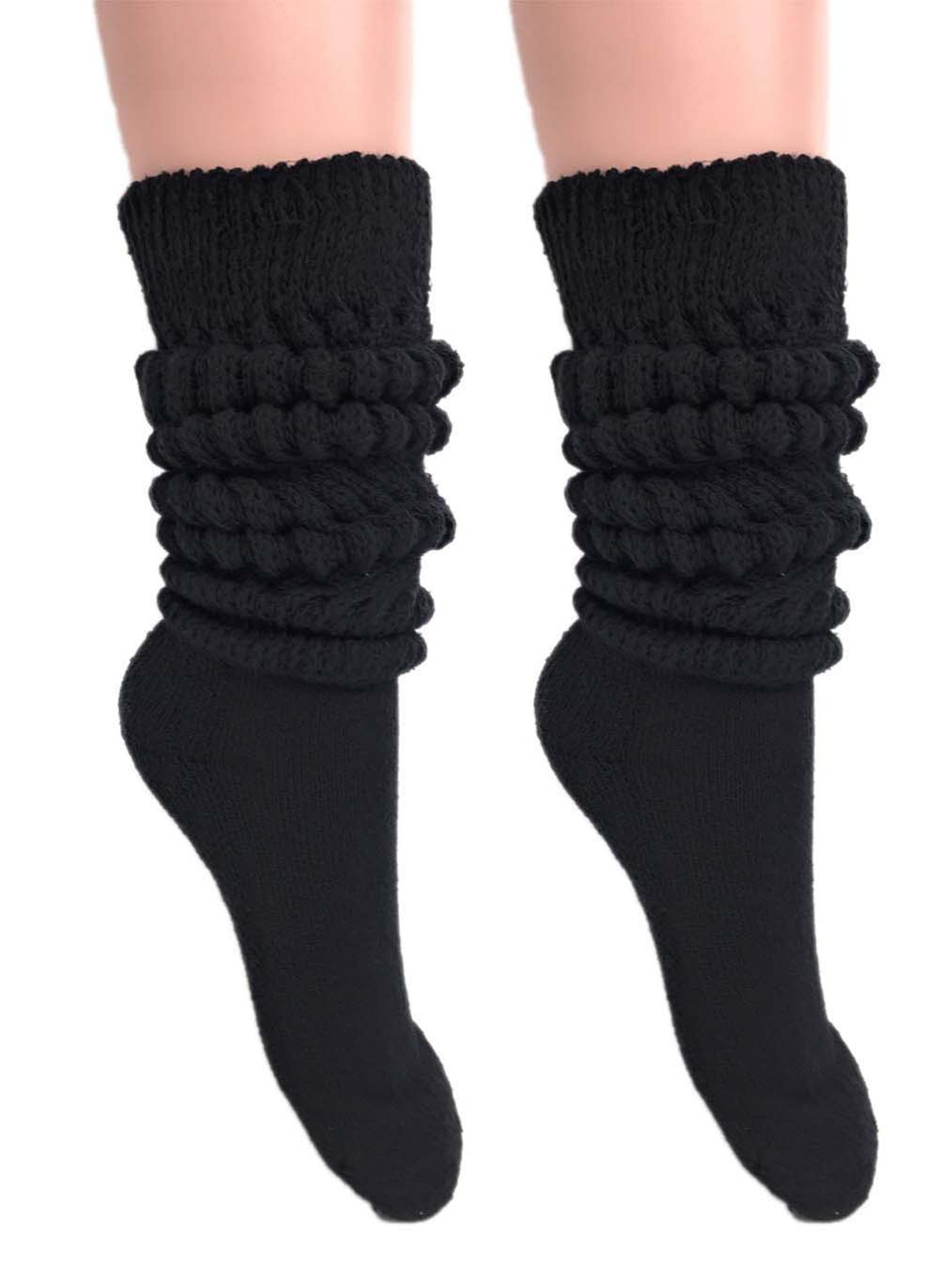 Extra Long Heavy Slouch Socks Black 2 Pair Size 9 11