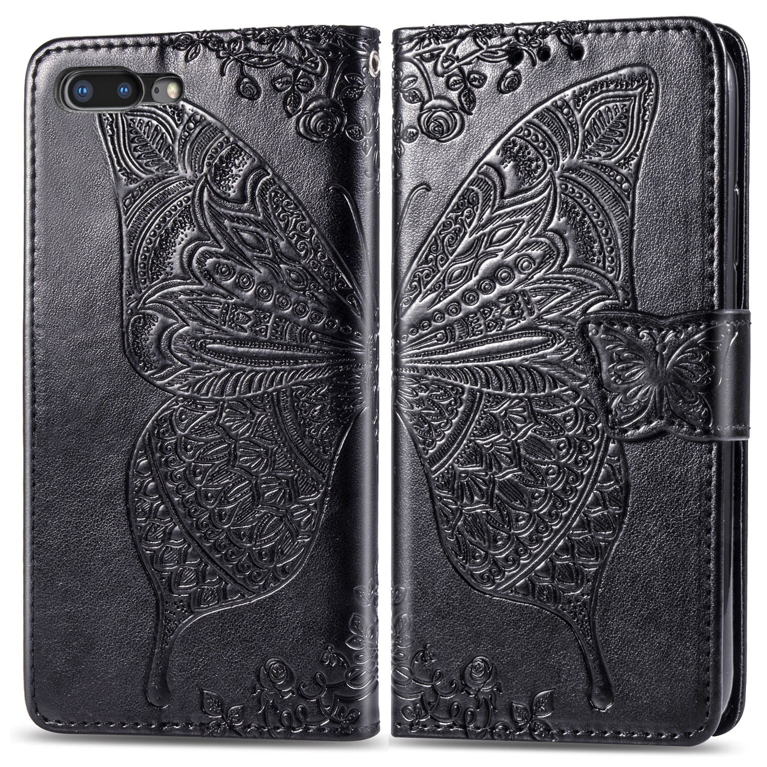 iPhone 7 Case,iPhone 8 Case, iPhone SE 2020 Wallet Folio Case Magnetic Closure RFID Blocking Card Slots Kickstand Shockproof Absorption Double Protection Case for Apple iphone 7/8/SE 2020, Black