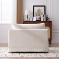 thumbnail image 4 of 43.9" Wide Modern Upholstered Farmhouse Performance Accent Chair with Black Metal Legs, Chenille Reading Armchair Single Sofa with Two Bolster Pillows for Living Room offices and Lounge, Beige, 4 of 7