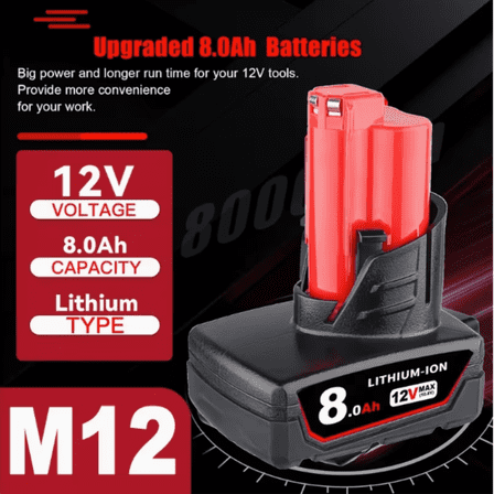 1 Pack M-12 12V 8.0Ah Replacement Battery Compatible with 48-11-2401 Li-Ion Battery 48-11-2420 48-11-2411 48-11-2440 48-11-2402 Tools