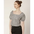 thumbnail image 4 of Moomaya Crop Tops For Women, Square Neck, Short Puff Sleeve, Buttoned Casual Summer Top, 4 of 8