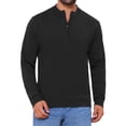 thumbnail image 1 of Suéter de punto de cuello alto para hombre INSPIRE CHIC, color sólido, con media cremallera, talla XL, negro, 1 of 5