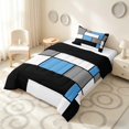 thumbnail image 2 of Manfei Abstract Grid Twin Comforter Sets, Light Blue Checkered Bedding Set, Black Reversible 2 Pieces, 1 Comforter and 1 Pillowcase, 2 of 6