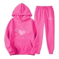 thumbnail image 2 of Feancey Sales Today Clearance Two Piece Jogger Sets for Women Valentines Day Hoodie Suits Cute Heart Printed Sweatshirts and Jogging Pants Lounge Set Sweatsuits 2 Piece Hot Pink S, 2 of 6