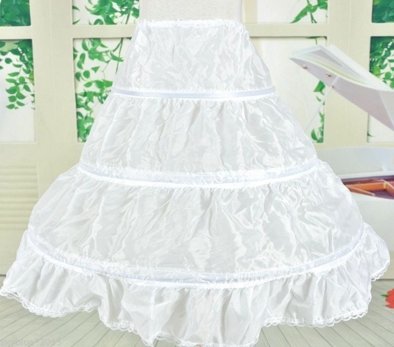 Flower Girl Dress Wedding Bridesmaid A Line Hoops Petticoat Underskirt Crinoline 