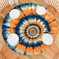 thumbnail image 2 of Orange Blue Tie Dye Spiral Pattern Round Fitted Tablecloth with Elastic Edge,Dining Table Cover Waterproof,Outdoor Round Tablecloth for Camping,Dining,Indoor and Outdoor, 2 of 7
