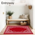 thumbnail image 3 of ODIKA 5'x7' Machine Washable Non-Slip Area Rug, Vintage Holiday Scrollwork with Whimsical Snowflake Embellishments High Traffic Rug, Red, 732994, 3 of 7