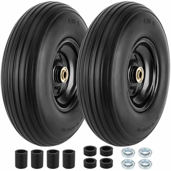 4.00-6 Flat-free Tire and Wheel, 13" Wheelbarrow Wheels and Tires with 5/8" or 3/4" Bearings 4.00-6 Solid Tires Replacement for Wheelbarrow, Gorilla Cart, Hand Trucks, Garden Carts(2 PCS)$$Garden &