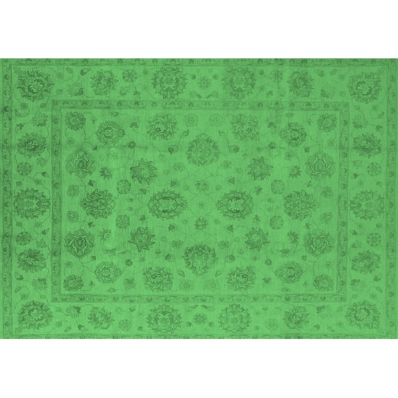 Ahgly Company Indoor Rectangle Oriental Emerald Green Traditional Area Rugs, 8' x 12'