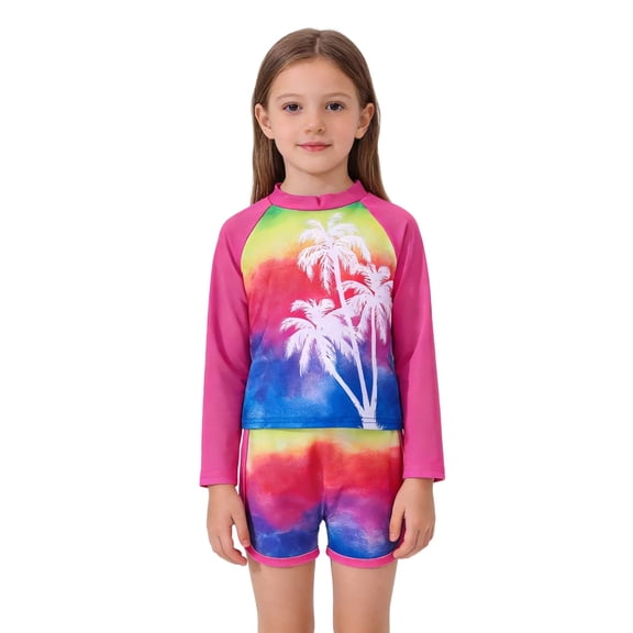 Shadoumai Girls Swimsuit 2 Piece Halterneck Cross Straps Girls Tankini Top Drawstring Prints Shorts Bathing Suit for 9-16Y
