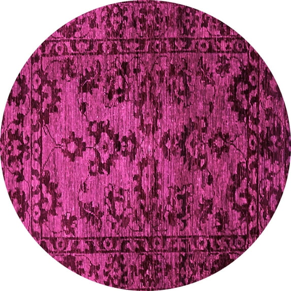 Ahgly Company Indoor Round Abstract Pink Modern Area Rugs, 4' Round