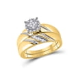 thumbnail image 2 of 10kt Yellow Gold His Hers Round Diamond Cluster Matching Wedding Set 1/5 Cttw, 2 of 5