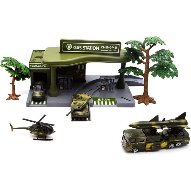 Gas Station Die Cast Vehicle Playset (Military)