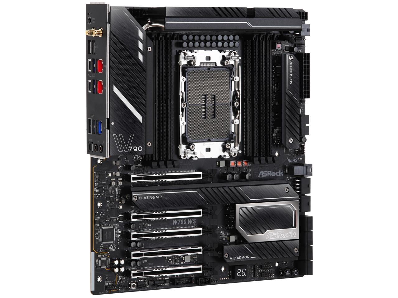 ASRock W790 WS Intel® W790 (LGA 4677) CEB workstation Extended ATX Motherboard 4 PCIe 5.0 x16, Dual Marvell AQUANTIA® 10 GbE and Intel® i225LM 2.5 GbE LAN, 2 USB4 Thunderbolt™ 4 Type-C