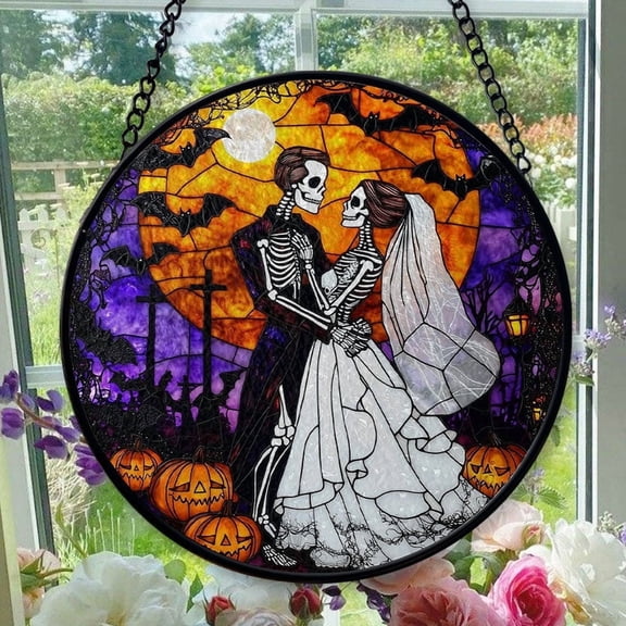 Stained Glass Window Hanging Moon - Stained Glass Window Hanging Moon, Festival Gift Ornament, Home Wall & Window Art, Brightens Any Space with Light, Elegant Art Glass Aesthetic