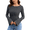 BlackWhite, variant on Womens Long Bell Sleeve Shirts Crewneck Striped Knit Tops Casual Fitted T Shirts Spring Outfits